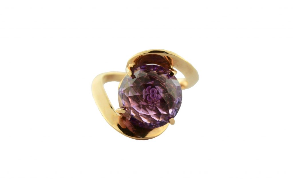 Epinki Orecchini A Cerchio Con Ametista Viola 0.45ct - Placcato Oro Bianco E Oro Rosa 18KT