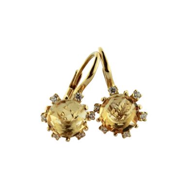 NKlaus Orecchini A Goccia In Oro Giallo 333 Con Topazio Blu E Brisure Ovali - 2,17g - Made In Germany